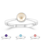 Anillo en plata con Cuarzo rosa pastel