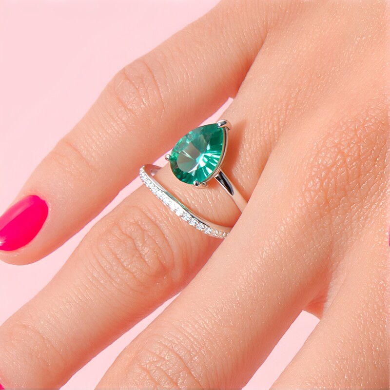 Green Fluorite Silver Ring