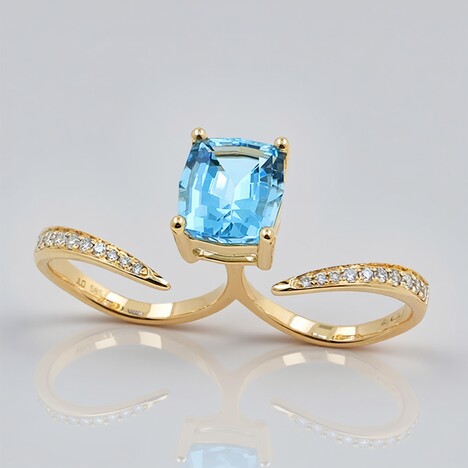 Anello in oro con Acquamarina Brasiliana AAA (de Melo)