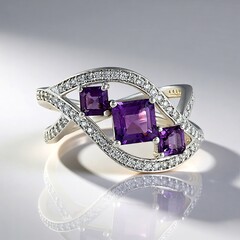 Anello in argento con Ametista Siberiana (de Melo Essence)