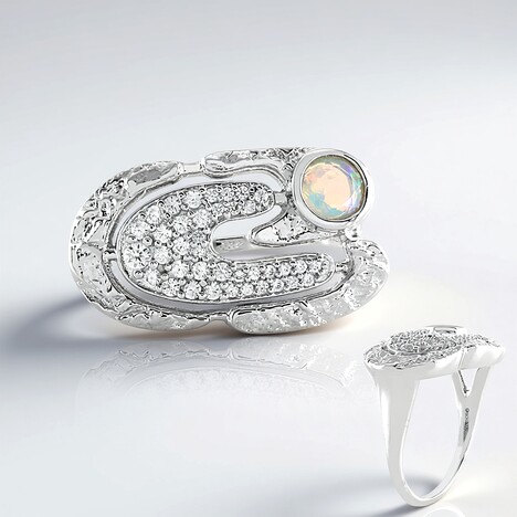 Anello in argento con Opale di Welo (MONOSONO COLLECTION)