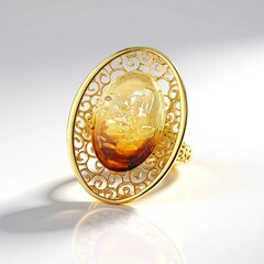 Anello in argento con Ambra Sunrise Baltica