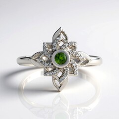 Anello in argento con Diopside Russo