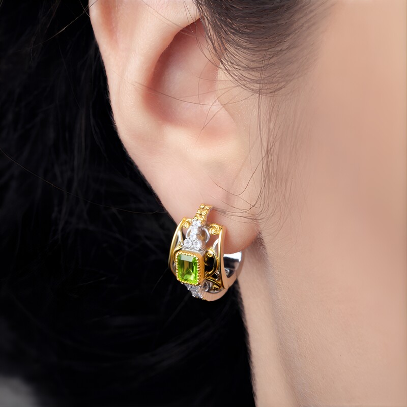 Boucles d'oreilles en argent et Péridot (Gems en Vogue)