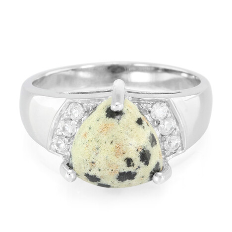 Anello da uomo in argento con Diaspro Dalmata