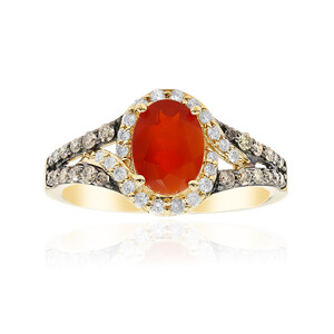 Bague en or et Opale de Feu du Mexique (CIRARI)