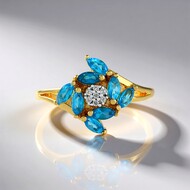 Neonblauer Apatit-Silberring