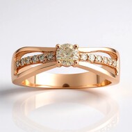 Gouden ring met een VS1 Argyle-Rose de France-Diamant (Annette)