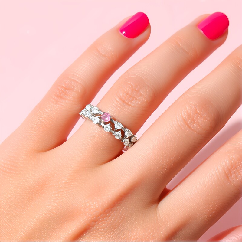 Zilveren ring met een Padparadscha saffier