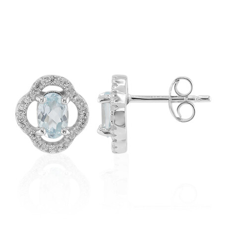 Boucles d'oreilles en argent et Topaze bleu Suisse