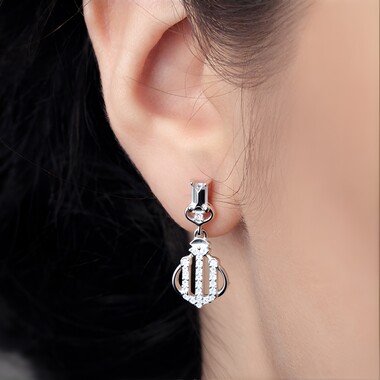 Pendientes en plata con Zafiro blanco
