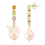 Pfirsichfarbene Süßwasserzuchtperlen-Silberohrringe (TPC)