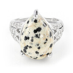 Bague en argent et Jaspe Dalmatien