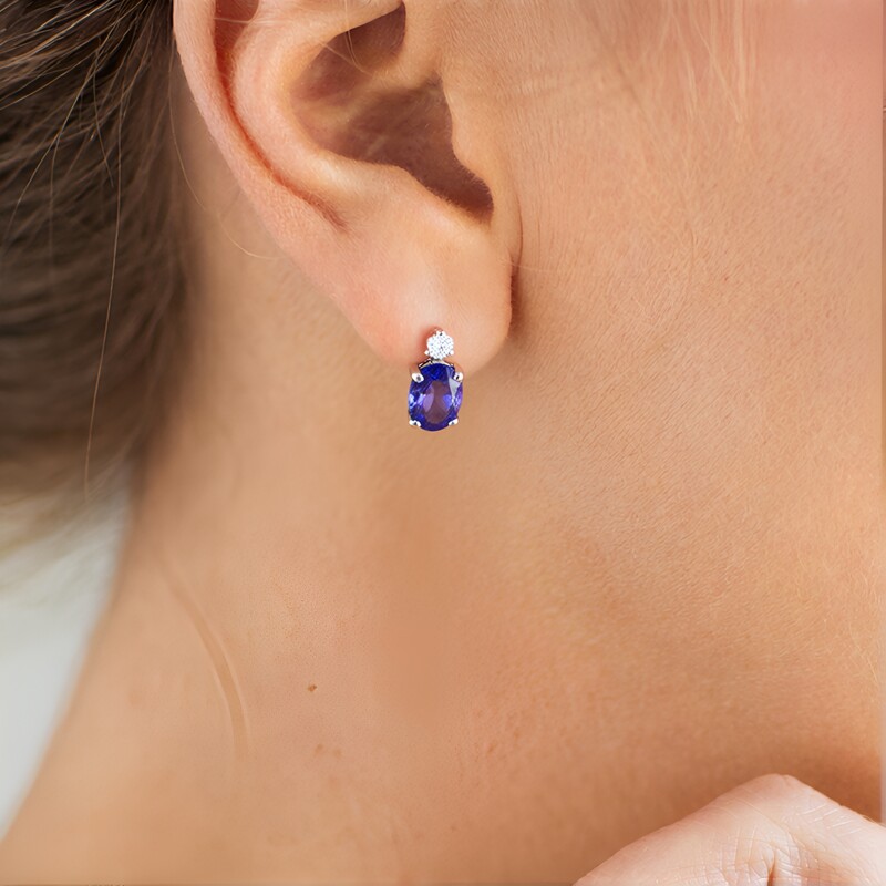 Pendientes en oro con Tanzanita AAA