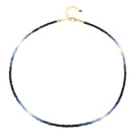 Zilveren halsketting met blauwe Birmese saffieren