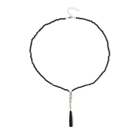 Zilveren halsketting met een zwarte spinel (KM by Juwelo)