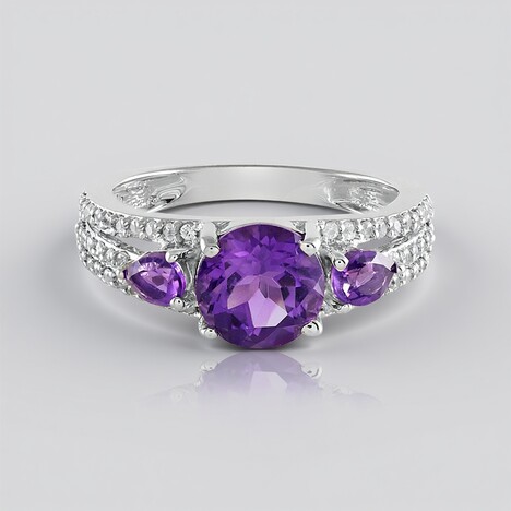 Anello in argento con Ametista Zambiana