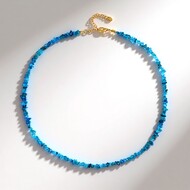Neonblauer Apatit-Silberhalskette