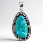 Pendentif en argent et Turquoise bleue de Mohavie (Jones Lee)