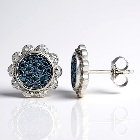 Orecchini in argento con Diamante Blu PK