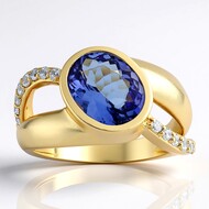 Gouden ring met een AAA tanzaniet (de Melo Gold)