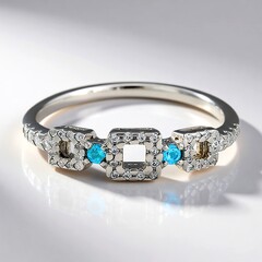 Bague en argent et Apatite bleu néon
