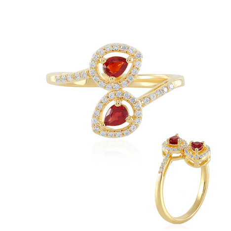 Bague en argent et Saphir rouge du soir