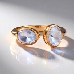 Bague en argent et Pierre de lune bleue (KM by Juwelo)