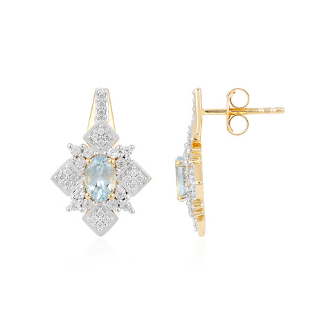 Boucles d'oreilles en argent et Aigue-marine