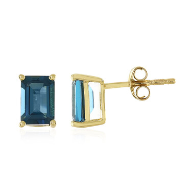 Pendientes en oro con Topacio azul de Londres