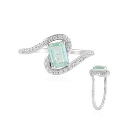 Zilveren ring met een Paraiba kleurige smaragd