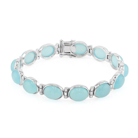 Aqua Chalcedony Silver Bracelet