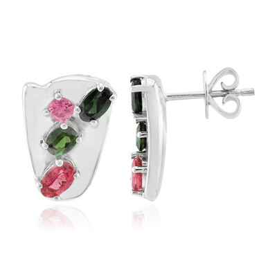 Boucles d'oreilles en argent et Tourmaline du Brésil de couleur pétrole (Pallanova)