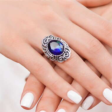 Bague en argent et Quartz blanc (Art of Nature)