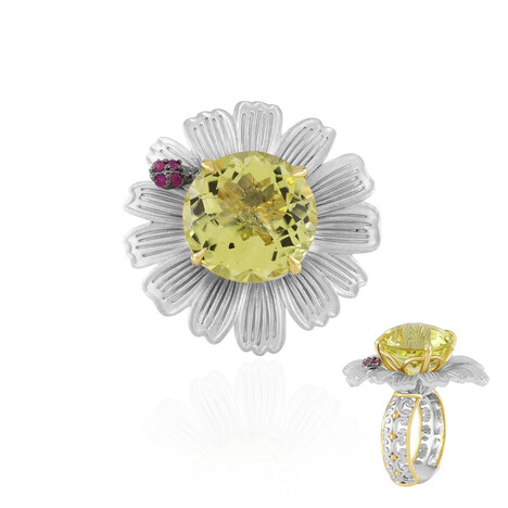 Anillo en plata con Cuarzo del Ouro Verde (Gems en Vogue)