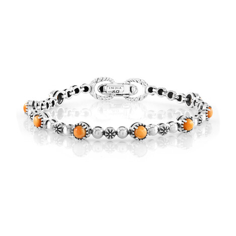 Bracciale in argento con Conchiglia di Ostrica Spinosa Arancione (Desert Chic)