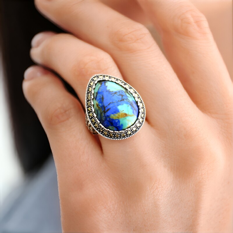 Anillo en plata con Azurita (Annette classic)