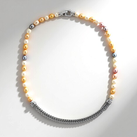 Collana in argento con Perla d'Acqua Dolce Bianca (TPC)