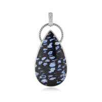 Ciondolo in argento con Legno di Palma pietrificato Jambi (Bali Barong)