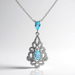 Collana in argento con Topazio Blu Cielo