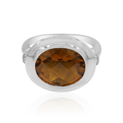 Cognac-Quarz-Silberring