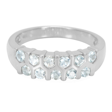 Zilveren ring met Boca Rica-aquamarijnstenen