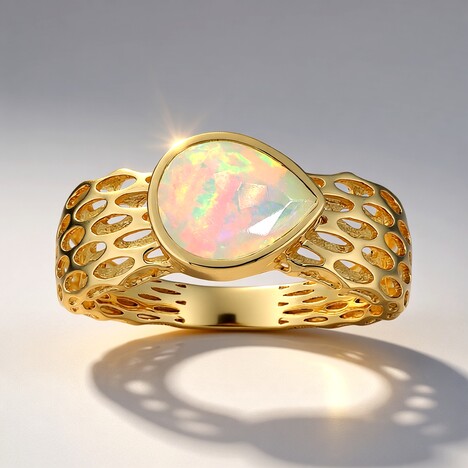 Anello in oro con Opale di Welo AAA (Ornaments by de Melo)