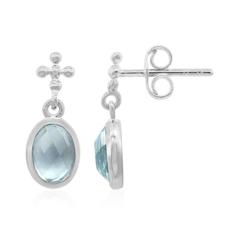 Himmelblauer Topas-Silberohrringe