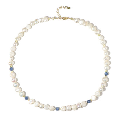 Weiße Süßwasserzuchtperlen-Silberhalskette