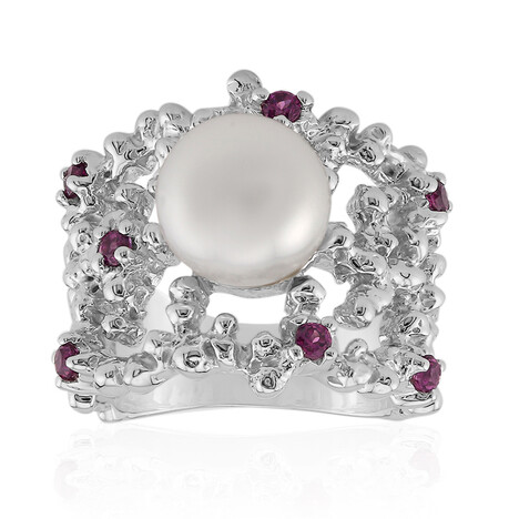 Zilveren ring met een zoetwater kweekparel (TPC)