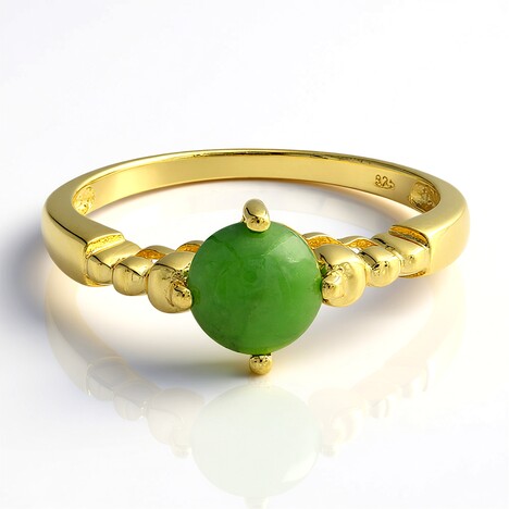 Anello da uomo placcato in oro con Crisoprasio Imperiale