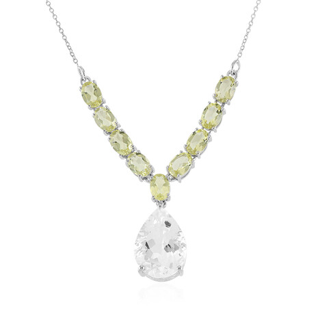 Zilveren halsketting met een witte kwarts