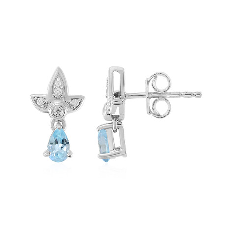 Zilveren oorbellen met hemel-blauwe topaasstenen