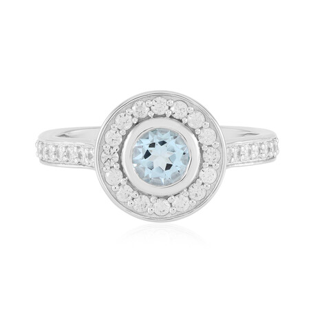 Anillo en plata con Topacio azul cielo